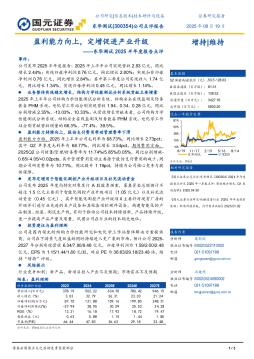 2025年半年度报告点评：盈利能力向上，定增促进产业升级