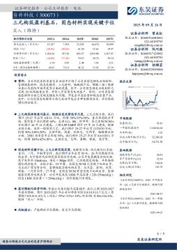 三元构筑盈利基石，固态材料实现关键卡位