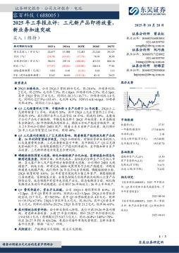 2025年三季报点评：三元新产品即将放量，新业务加速突