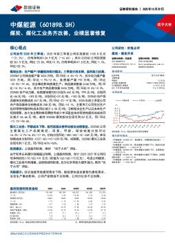 煤炭、煤化工业务齐改善，业绩显著修复
