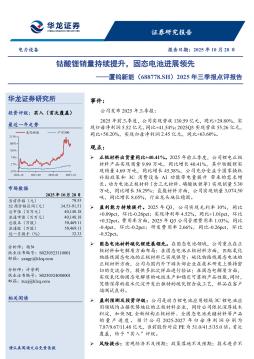 2025年三季报点评报告：钴酸锂销量持续提升，固态电池进展领先
