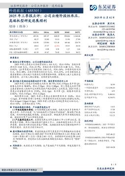 2025年三季报点评：公司业绩阶段性承压，高端机型研发