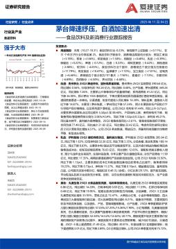 食品饮料及新消费行业跟踪报告：茅台降速纾压，白酒加速出清