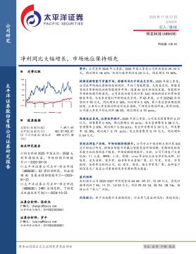 净利同比大幅增长，市场地位保持领先