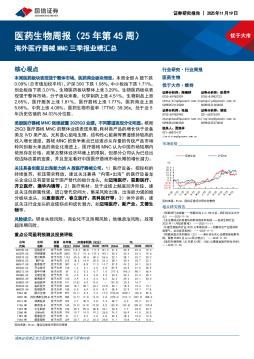 医药生物行业周报（25年第45周）：海外医疗器械MNC三季报业绩汇总