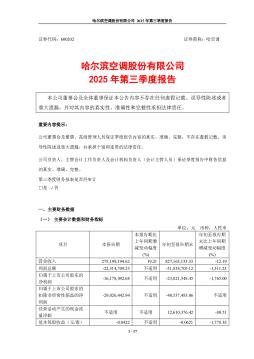 哈空调：2025年第三季度报告