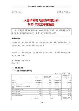 华银电力：2025年第三季度报告