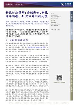科技行业调研：存储影响、新能源车预期、AI泡沫等问题反馈
