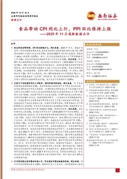 2025年11月通胀数据点评：食品带动CPI同比上行，PPI环