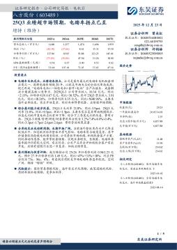25Q3业绩超市场预期，电踏车拐点已至