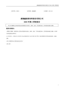 盛德鑫泰：2025年第三季度报告