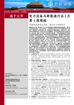 电力设备与新能源行业1月第1周周报：动储电池推进反内