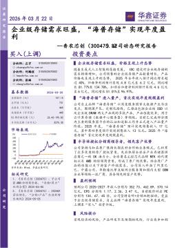 公司动态研究报告：企业级存储需求旺盛，“海普存储”