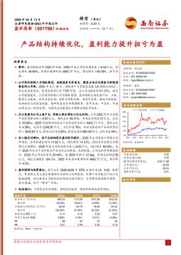 2025年年报点评：产品结构持续优化，盈利能力提升扭亏