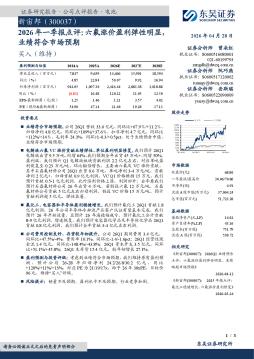 2026年一季报点评：六氟涨价盈利弹性明显业绩符合市场