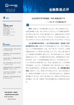 2026年3月金融数据点评：企业信贷扩张节奏趋缓，M1M2增速边际下行