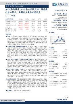 2025年年报及2026年一季报点评：储能盈利能力提升，向