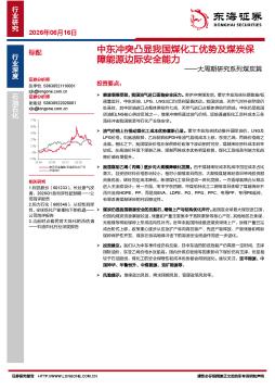 石油石化大周期研究系列煤炭篇：中东冲突凸显我国煤化
