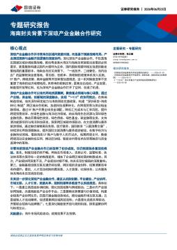 专题研究报告：海南封关背景下深琼产业金融合作研究