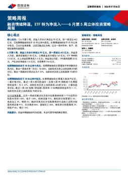 策略周报：融资情绪降温，ETF转为净流入——6月第5周
