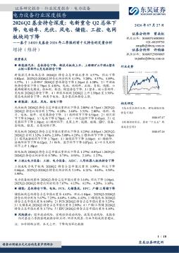 电力设备行业深度报告：2026Q2基金持仓深度：电新重仓Q2总体下降，电动车、光伏、风电、储能、工控、电网板块均下降——基于14020支基金2026年二季报的前十大持仓的定量分析