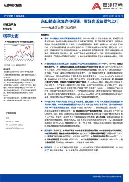 光通信设备行业点评：东山精密追加光电投资，看好光设备景气上行