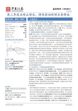 第三季度业绩正增长，持续推动新增业务释放